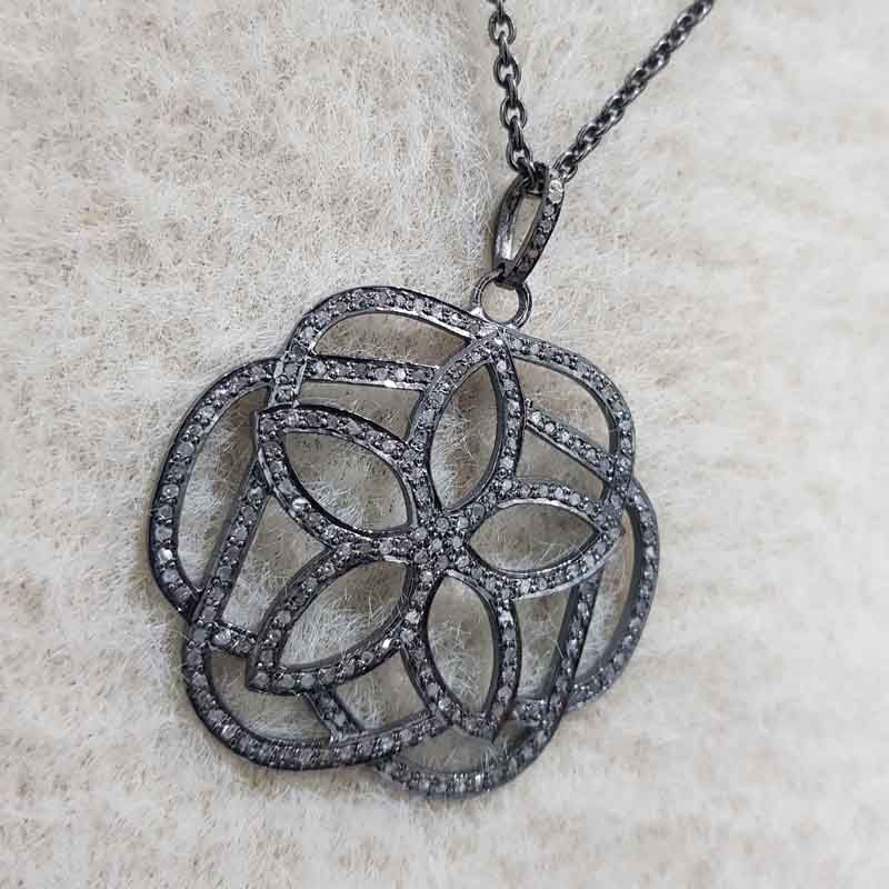 Stunning Flower Pendant With Pave Diamond Layers, Stylish Flower Pendant, Gift For Sister, Birthday Gift