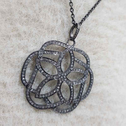 Stunning Flower Pendant With Pave Diamond Layers, Stylish Flower Pendant, Gift For Sister, Birthday Gift