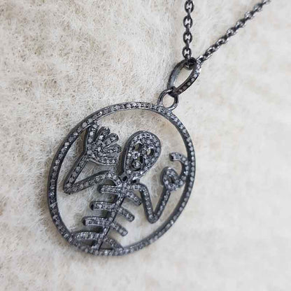 Designer Pave Diamond Handmade Style Skull Pendant, Halloween Special Gift, Gift For Someone