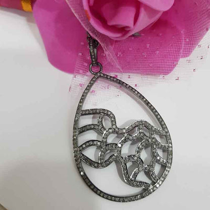 Stylish Pave Diamond Fancy Designer Pendant, Silver Jewelry, Wedding Gift, Gift For Lovers