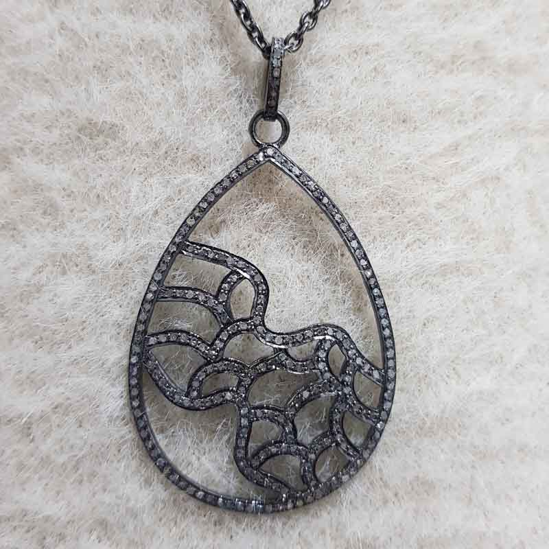 Stylish Pave Diamond Fancy Designer Pendant, Silver Jewelry, Wedding Gift, Gift For Lovers