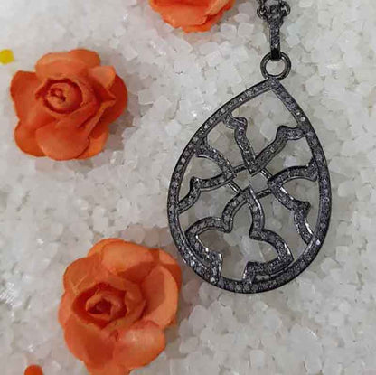 Stunning Fancy Pendant With Pave Diamond, Handmade Jewelry, Gift For Her, Anniversary Gift