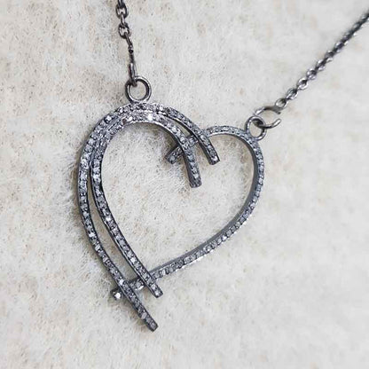 Heart Style Pave Diamond 925 Sterling Silver Handmade Designer Pendant, Gift For Love Birds, Valentine's Day Gift