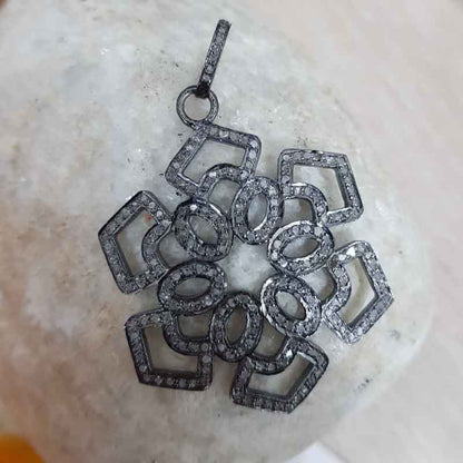 Gorgeous Pave Diamond Flower Pendant, Silver Jewelry, Gift For Mom, Mother's Day Gift