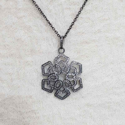 Gorgeous Pave Diamond Flower Pendant, Silver Jewelry, Gift For Mom, Mother's Day Gift