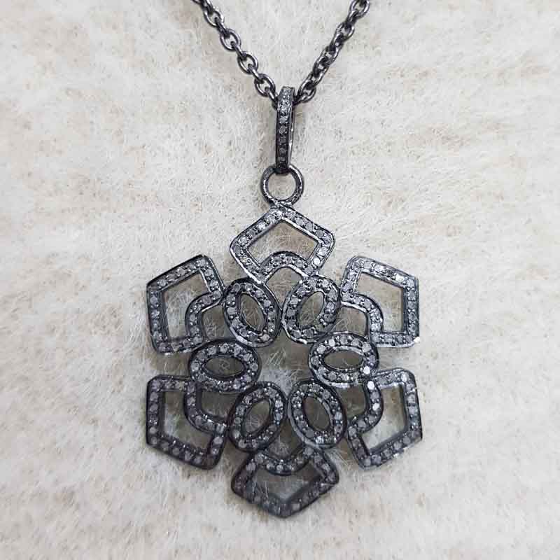 Gorgeous Pave Diamond Flower Pendant, Silver Jewelry, Gift For Mom, Mother's Day Gift