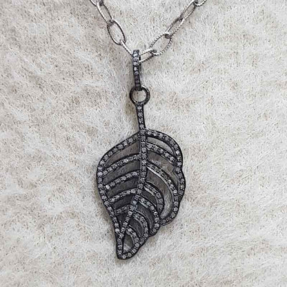 Attractive Pave Diamond Leaf Designer Pendant, Handmade Leaf Shape Necklace, Gift For Him, Her