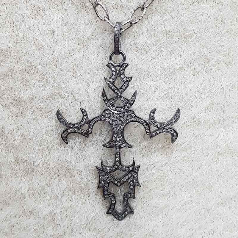 Beautiful Cross Style Pave Diamond Pendant, Christen Symbol Necklace, Christmas Gift