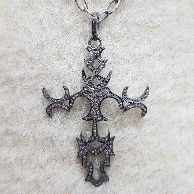 Beautiful Cross Style Pave Diamond Pendant, Christen Symbol Necklace, Christmas Gift