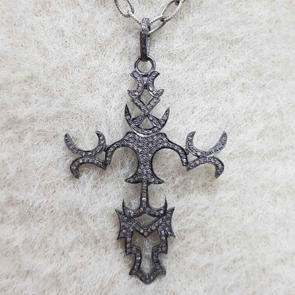 Beautiful Cross Style Pave Diamond Pendant, Christen Symbol Necklace, Christmas Gift