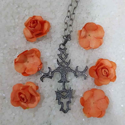 Beautiful Cross Style Pave Diamond Pendant, Christen Symbol Necklace, Christmas Gift