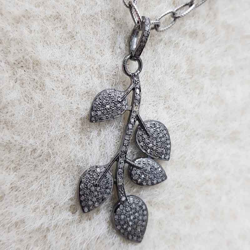 Pave Diamond Leaf Designer pendant, Amazing Leaf Necklace, Gift For Mom, Mother's Day Gift