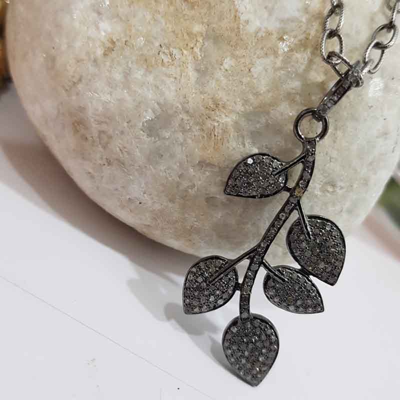 Pave Diamond Leaf Designer pendant, Amazing Leaf Necklace, Gift For Mom, Mother's Day Gift