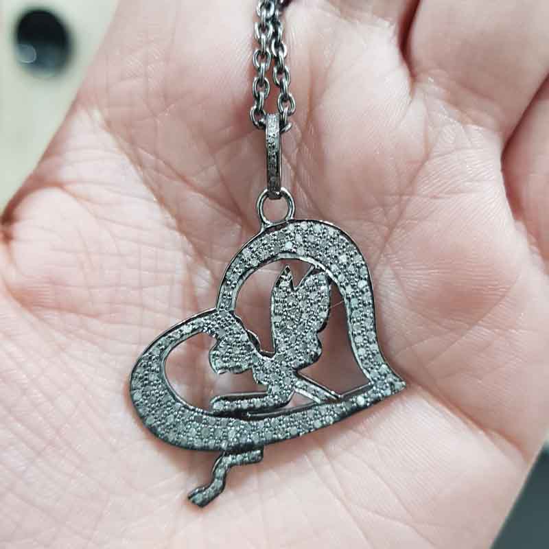 Fancy Designer Handmade Heart Style Pendant, Couple Gift, Anniversary Gift, Silver Jewelry