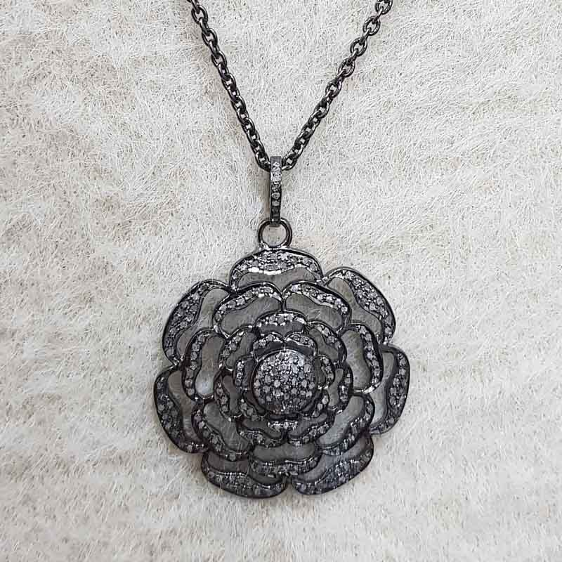 Handmade 925 Sterling Silver Flower Pendant, Unique Flower Style Necklace, Gift For Sister, Birthday Gift