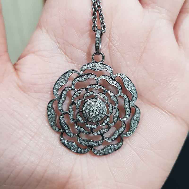 Handmade 925 Sterling Silver Flower Pendant, Unique Flower Style Necklace, Gift For Sister, Birthday Gift