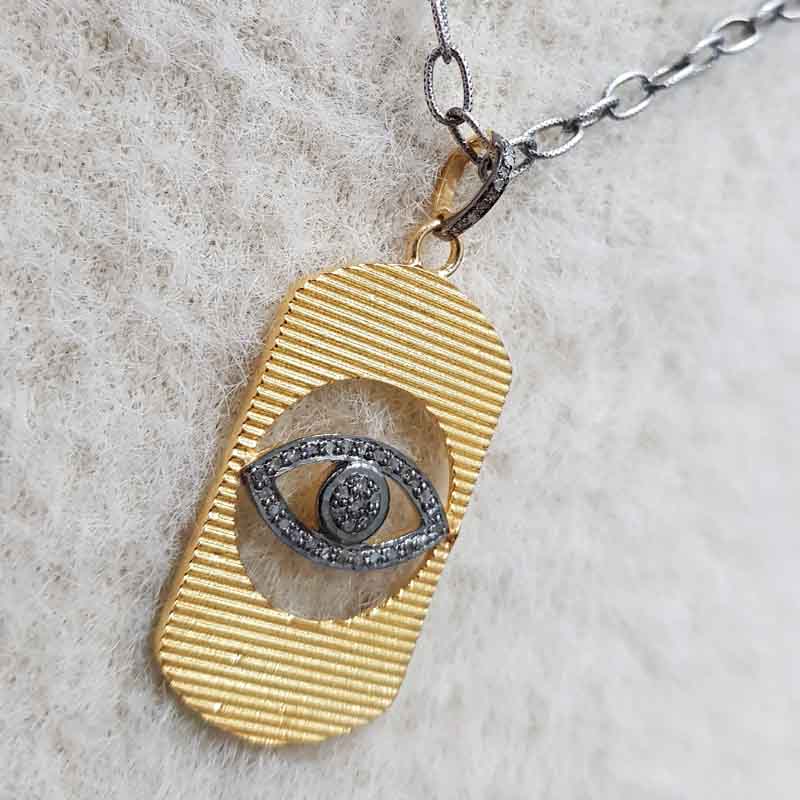 Evil Eye Designer Dog Tag Pendant, Halloween Gift, Tag Necklace, Gift For Her, Him