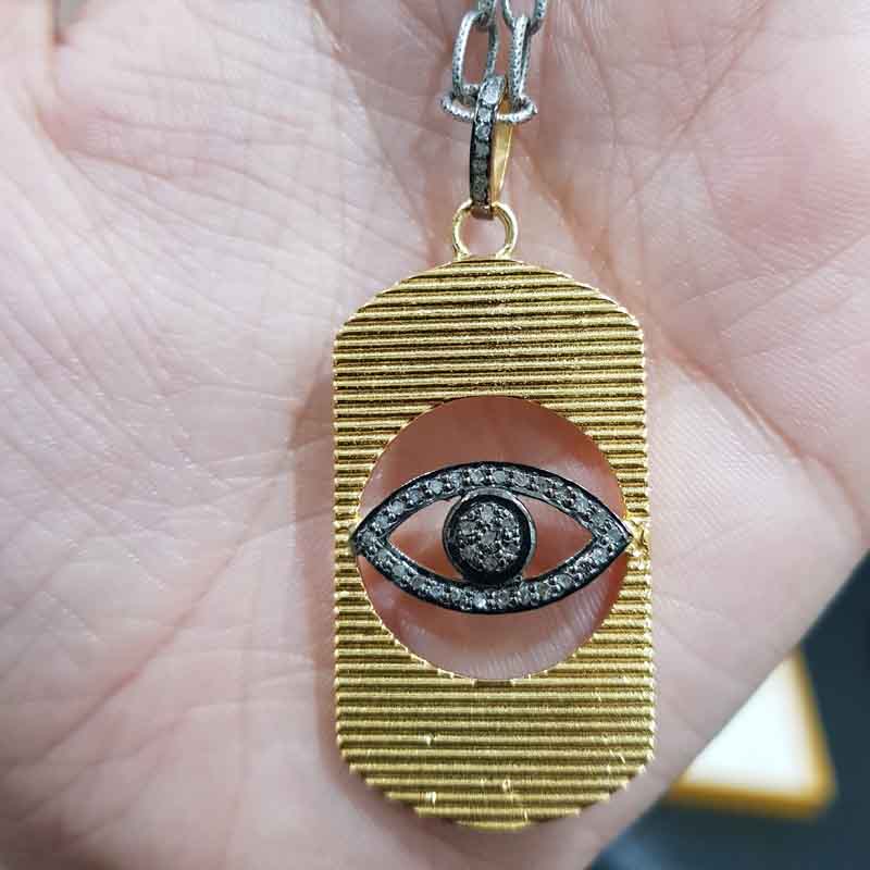 Evil Eye Designer Dog Tag Pendant, Halloween Gift, Tag Necklace, Gift For Her, Him