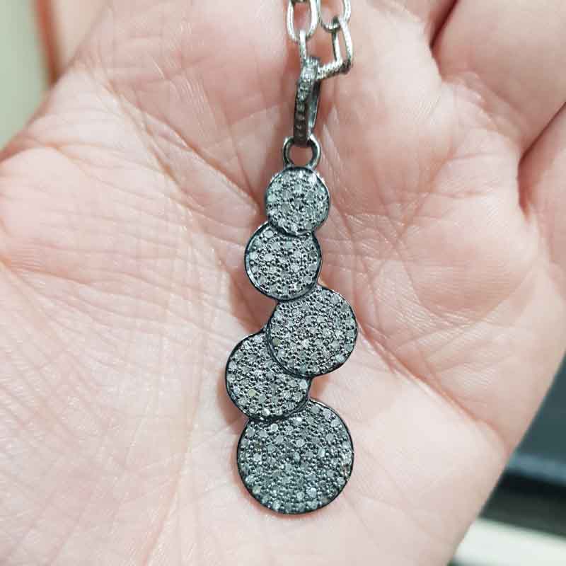 Fully Pave Diamond Setting Handmade Fancy Designer Pendant, Round Hanging Necklace, Gift For Girl, Wedding Gift