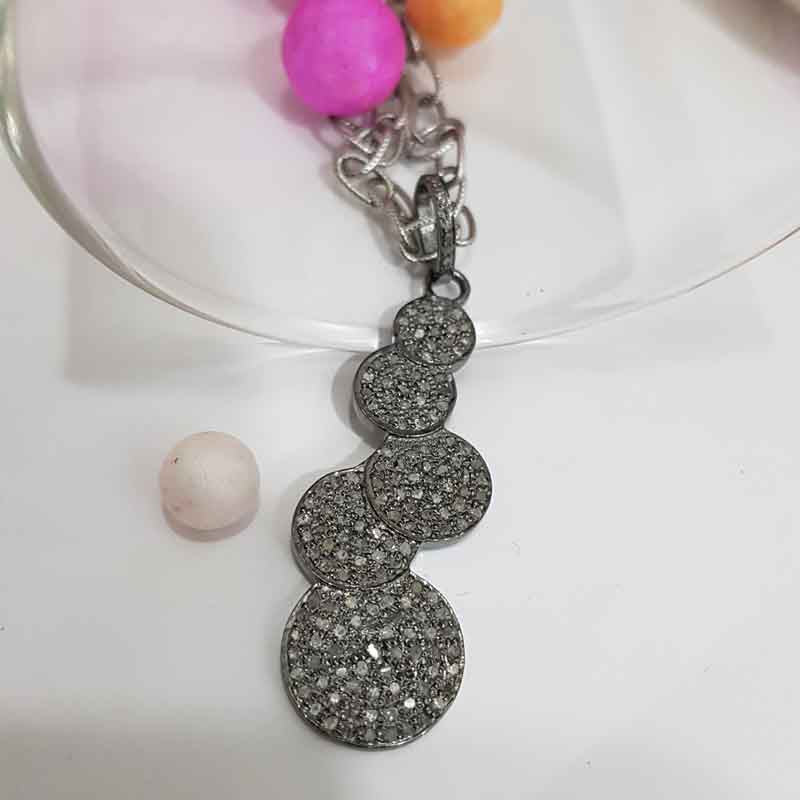 Fully Pave Diamond Setting Handmade Fancy Designer Pendant, Round Hanging Necklace, Gift For Girl, Wedding Gift