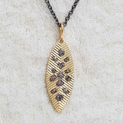 Leaf Style Pave Diamond Pendant, Wedding Gift, Gift For Favorite One