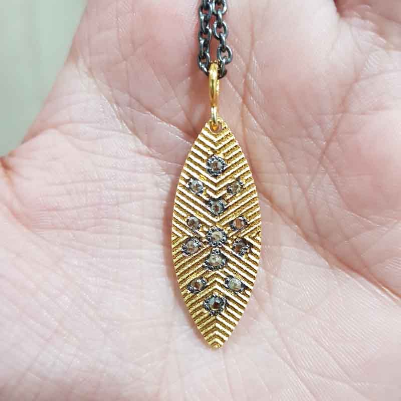 Leaf Style Pave Diamond Pendant, Wedding Gift, Gift For Favorite One