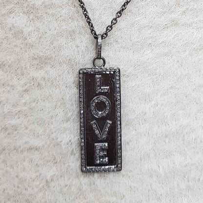 Attractive Pave Diamond Love Designer Tag Pendant, LOVE Tag Design Necklace, Gift For Lover, Valentine's Day Gift