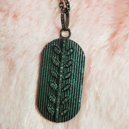 Leaf Designer Pave Diamond Tag pendant, Unique Leaf Tag Necklace, Gift For Sister, Birthday Gift