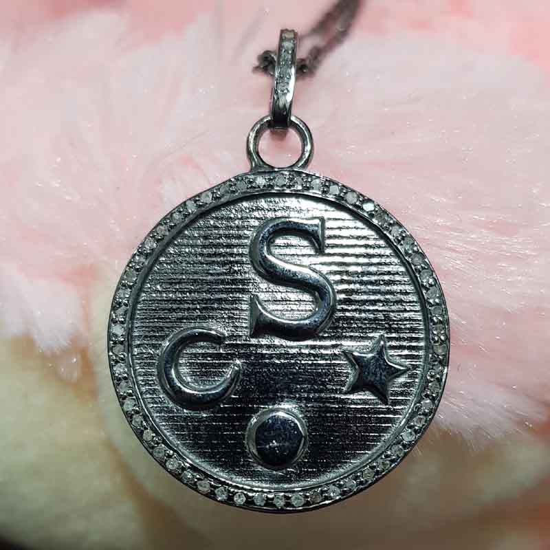 Multi Charms Round Disk Pendant, 925 Sterling Silver Jewelry, Gift For Her, Him