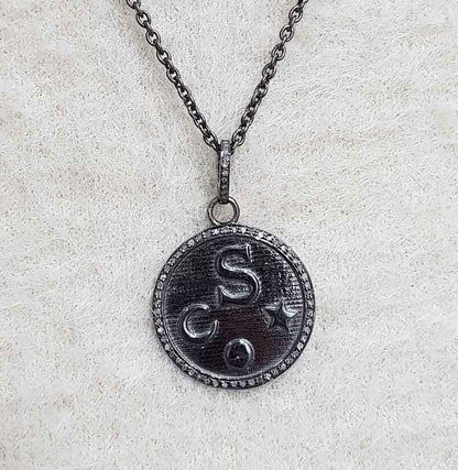 Multi Charms Round Disk Pendant, 925 Sterling Silver Jewelry, Gift For Her, Him