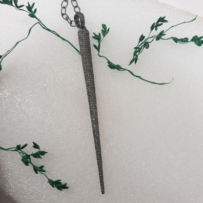 Long Spike Pendant With Pave Layers, Unique Spike Pendant, Gift For Her, Him