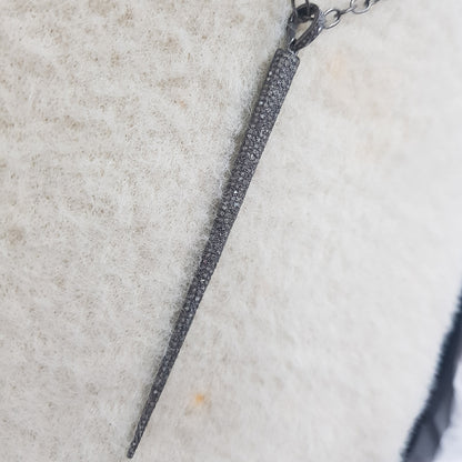 Long Spike Pendant With Pave Layers, Unique Spike Pendant, Gift For Her, Him