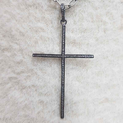 Yellow And Black Beautiful Cross Designed Pave Diamond Pendant, Christmas Day Gift