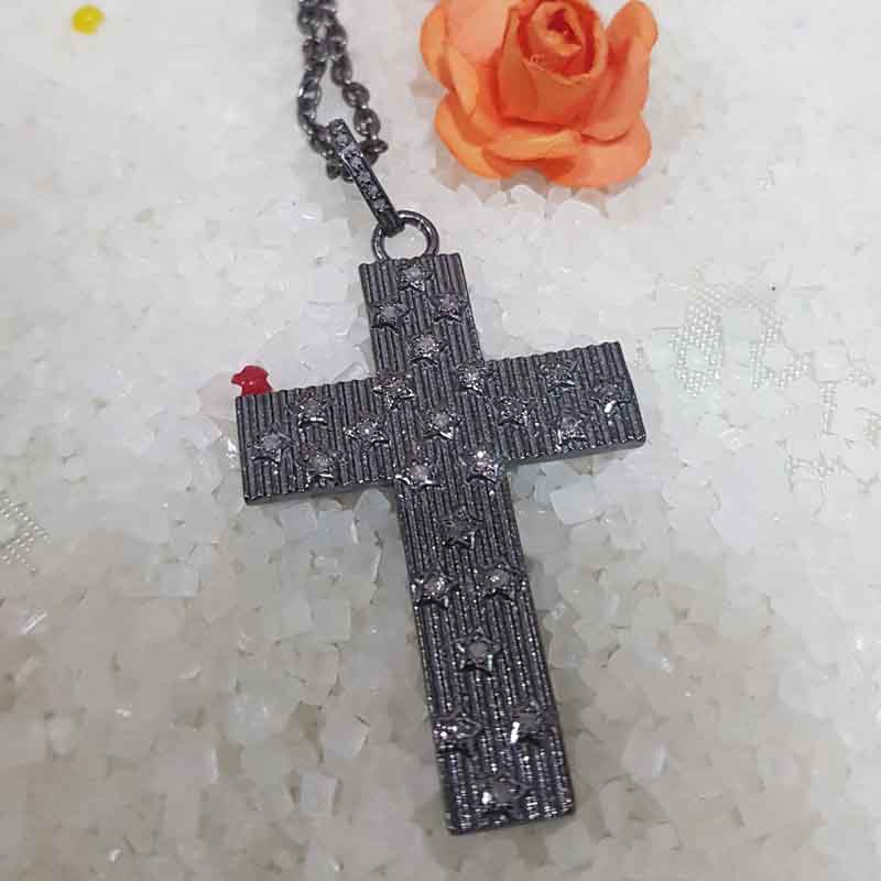 Graceful Multi Star Cross Designed Pendant, Christen Symbol Cross Necklace, Christmas Gift