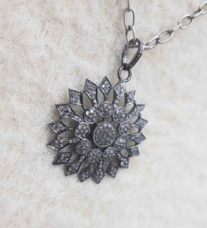 Unique Flower Style Pave Diamond Handmade Designer Pendant, Gift For Special One, Wedding Gift