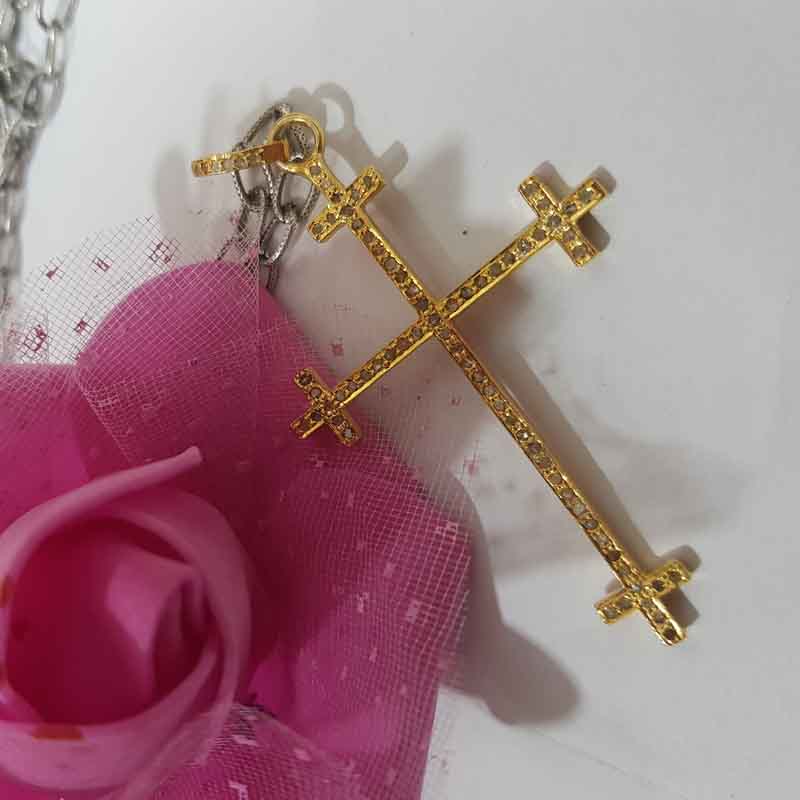 Cross with Multi Cross Pave Diamond Pendant, Christmas Gift, Silver Jewelry, Gift For Her, Him