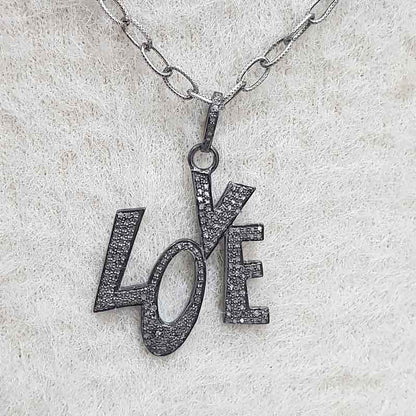 Beautiful Love Designer Pave Diamond Pendant, Gift For Lovers, Wedding Gift