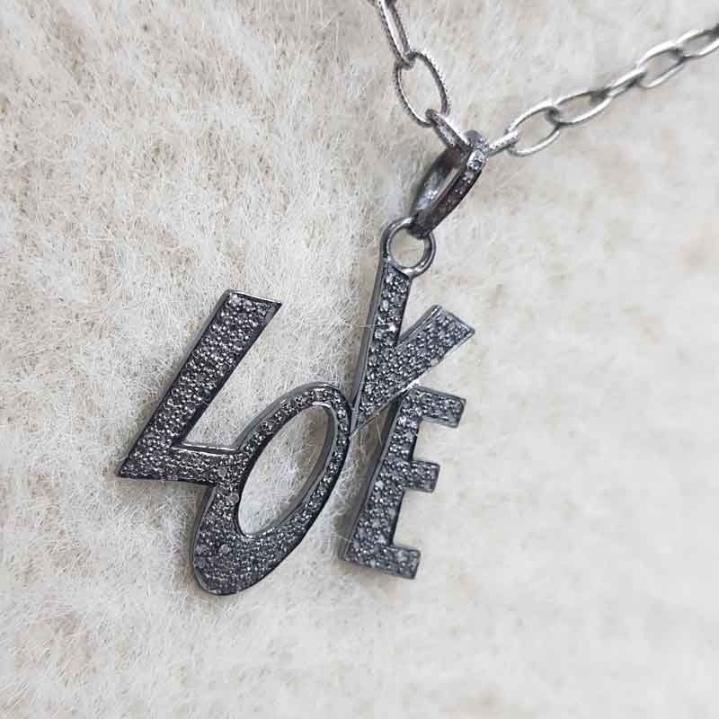 Beautiful Love Designer Pave Diamond Pendant, Gift For Lovers, Wedding Gift