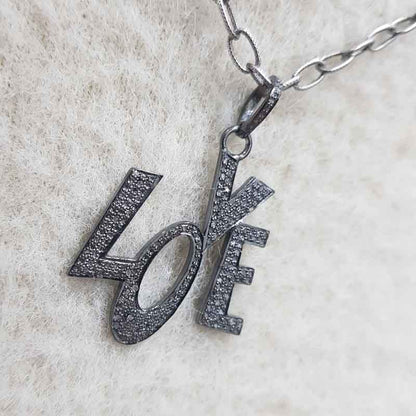 Beautiful Love Designer Pave Diamond Pendant, Gift For Lovers, Wedding Gift