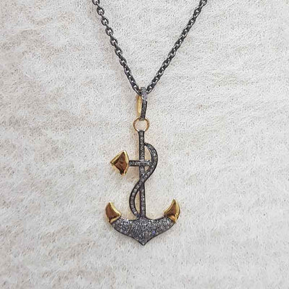 Fancy Designer Pendant With Pave Diamond Layers, Arrowhead Style Necklace, Gift For Her, Him