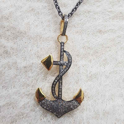 Fancy Designer Pendant With Pave Diamond Layers, Arrowhead Style Necklace, Gift For Her, Him