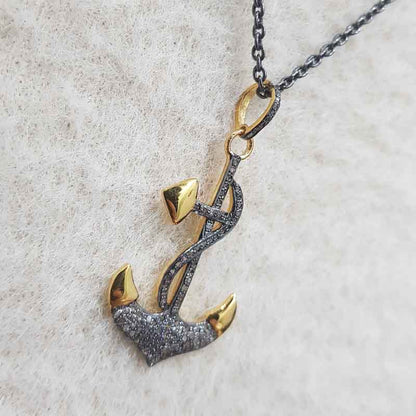 Fancy Designer Pendant With Pave Diamond Layers, Arrowhead Style Necklace, Gift For Her, Him