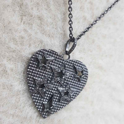 Antique Finish Designer Heart With Stars Pendant, Mini Star With Heart Necklace, Gift For Someone, Lovers Gift