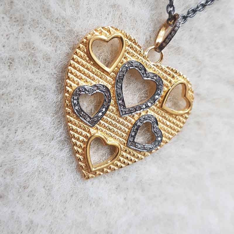 Antique Finish Designer Heart With Multi Heart Pendant, Stunning Heart Pendant, Gift For Mom, Mother's Day Gift