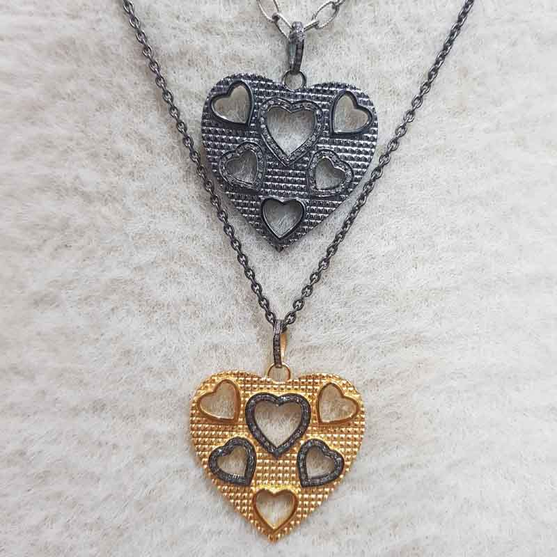 Antique Finish Designer Heart With Multi Heart Pendant, Stunning Heart Pendant, Gift For Mom, Mother's Day Gift