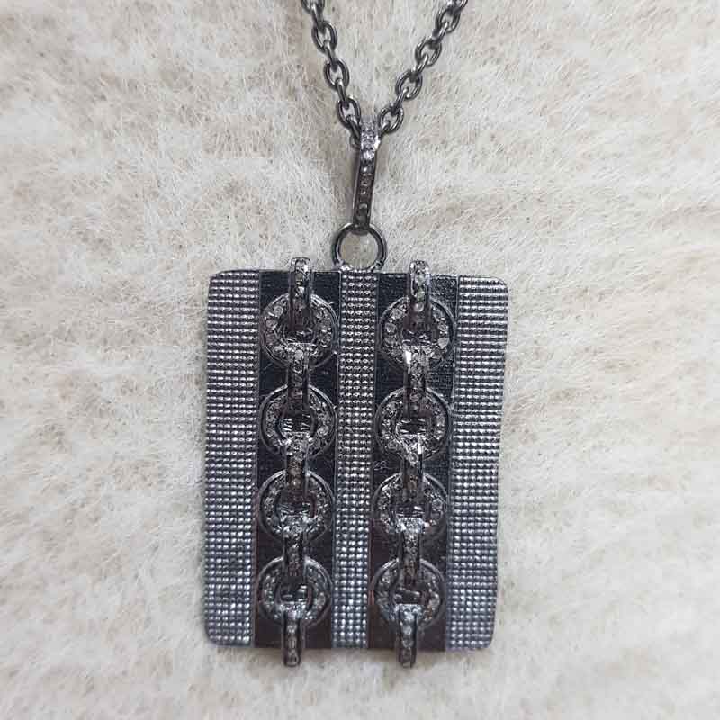 Beautifully Designed Belt Tag Pendant With Pave Layers, Unique Tag pendant, Gift For Brother, Brother's Day Gift