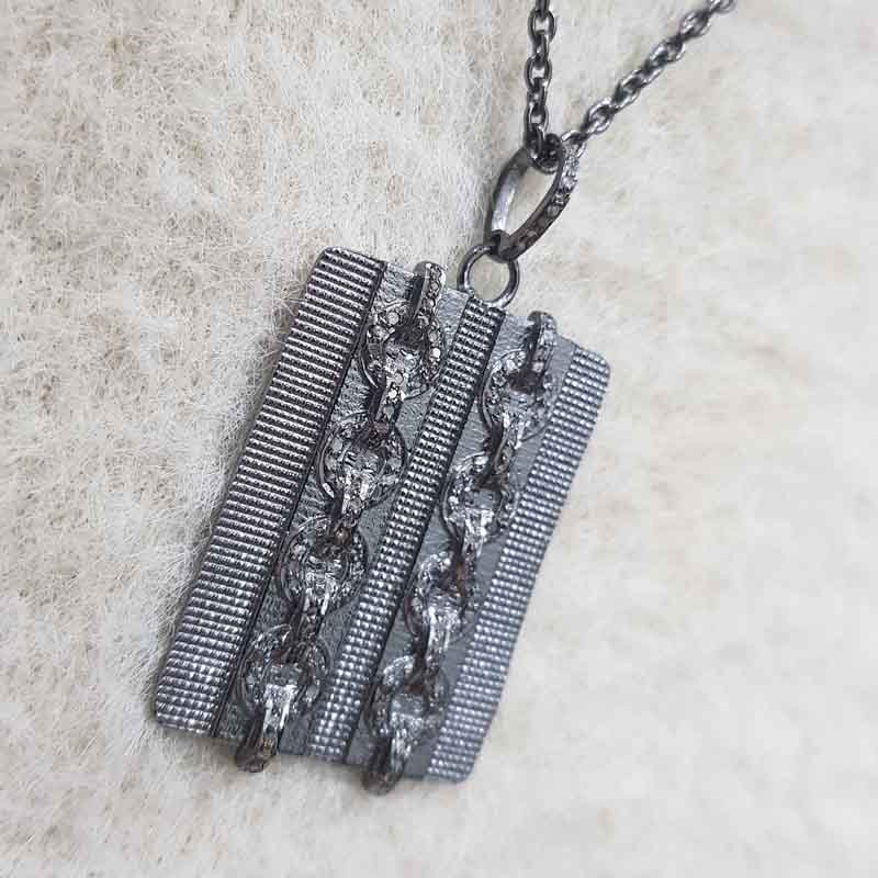 Beautifully Designed Belt Tag Pendant With Pave Layers, Unique Tag pendant, Gift For Brother, Brother's Day Gift