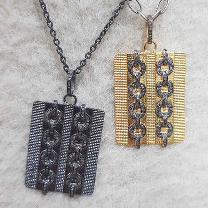 Beautifully Designed Belt Tag Pendant With Pave Layers, Unique Tag pendant, Gift For Brother, Brother's Day Gift