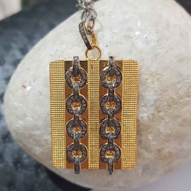 Beautifully Designed Belt Tag Pendant With Pave Layers, Unique Tag pendant, Gift For Brother, Brother's Day Gift