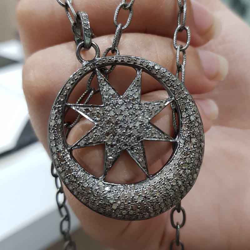 Fully Pave Diamond Setting Star Pendant, Stunning Star Pendant, Gift For Someone